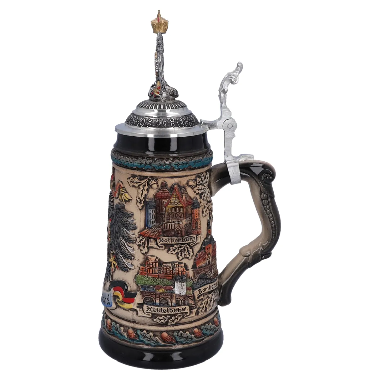 Käthe Wohlfahrt Bierkruge<Bierkrug Mit Zinnadler "Deutschland", Bunt-Natur, 0,5 Liter