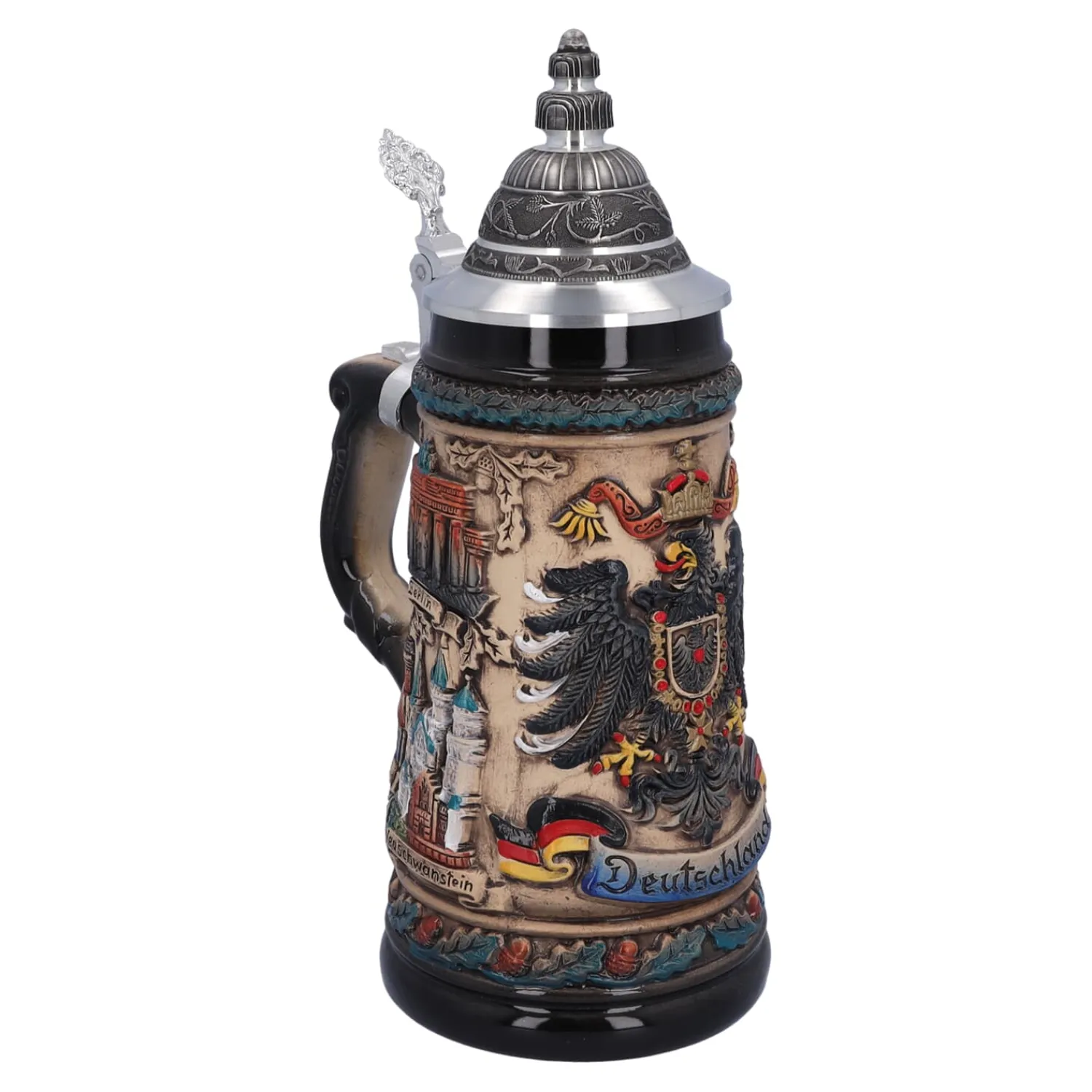 Käthe Wohlfahrt Bierkruge<Bierkrug Mit Zinndeckel "Deutschland", Bunt-Natur, 0,5L