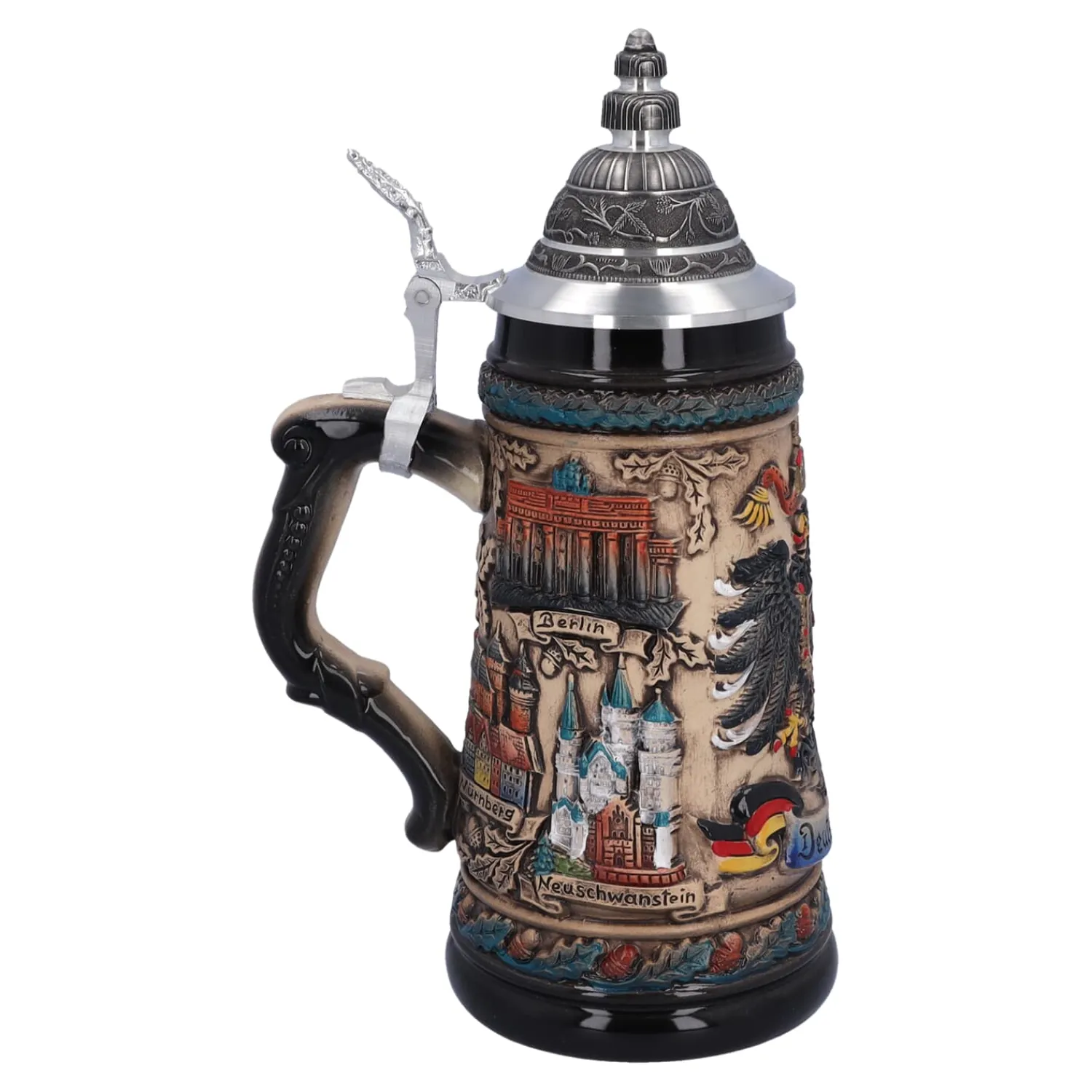 Käthe Wohlfahrt Bierkruge<Bierkrug Mit Zinndeckel "Deutschland", Bunt-Natur, 0,5L