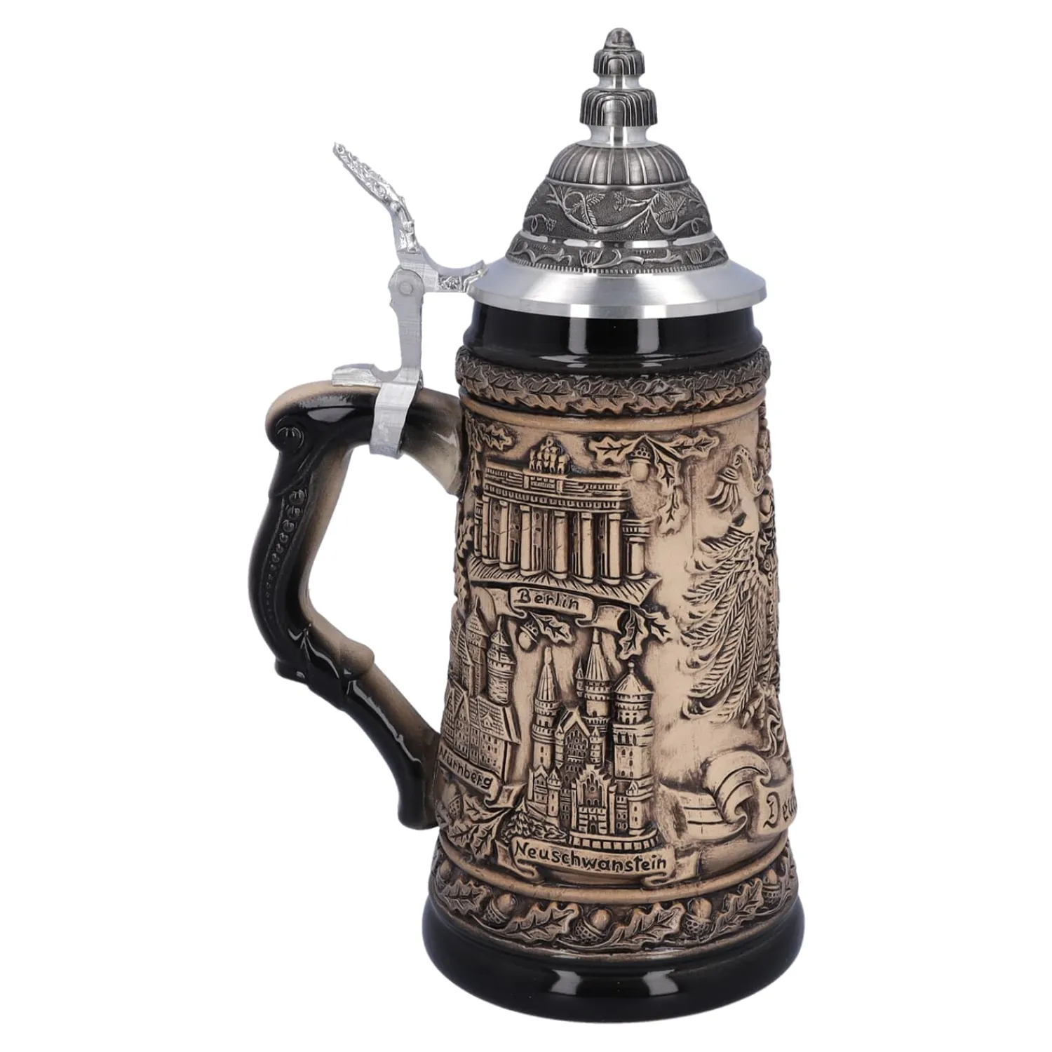 Käthe Wohlfahrt Bierkruge<Bierkrug Mit Zinndeckel "Deutschland", Natur, 0,5L