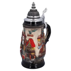 Käthe Wohlfahrt Bierkruge<Bierkrug Mit Zinndeckel "Rothenburg", Natur, 0,25 L