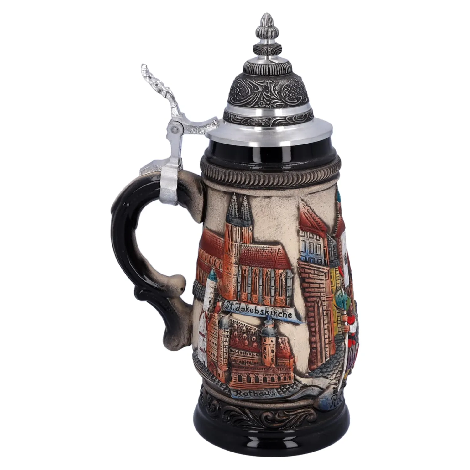 Käthe Wohlfahrt Bierkruge<Bierkrug Mit Zinndeckel "Rothenburg", Natur, 0,25 L