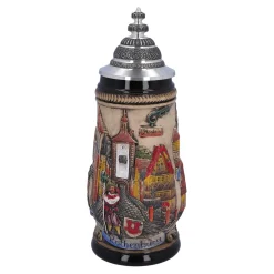 Käthe Wohlfahrt Bierkruge<Bierkrug Mit Zinndeckel "Rothenburg", Natur, 0,5L