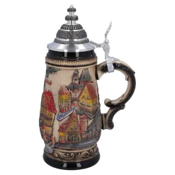 Käthe Wohlfahrt Bierkruge<Bierkrug Mit Zinndeckel "Rothenburg", Natur, 0,5L