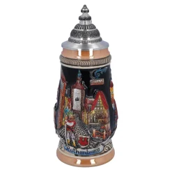 Käthe Wohlfahrt Bierkruge<Bierkrug Mit Zinndeckel "Rothenburg", Schwarz, 0,25L