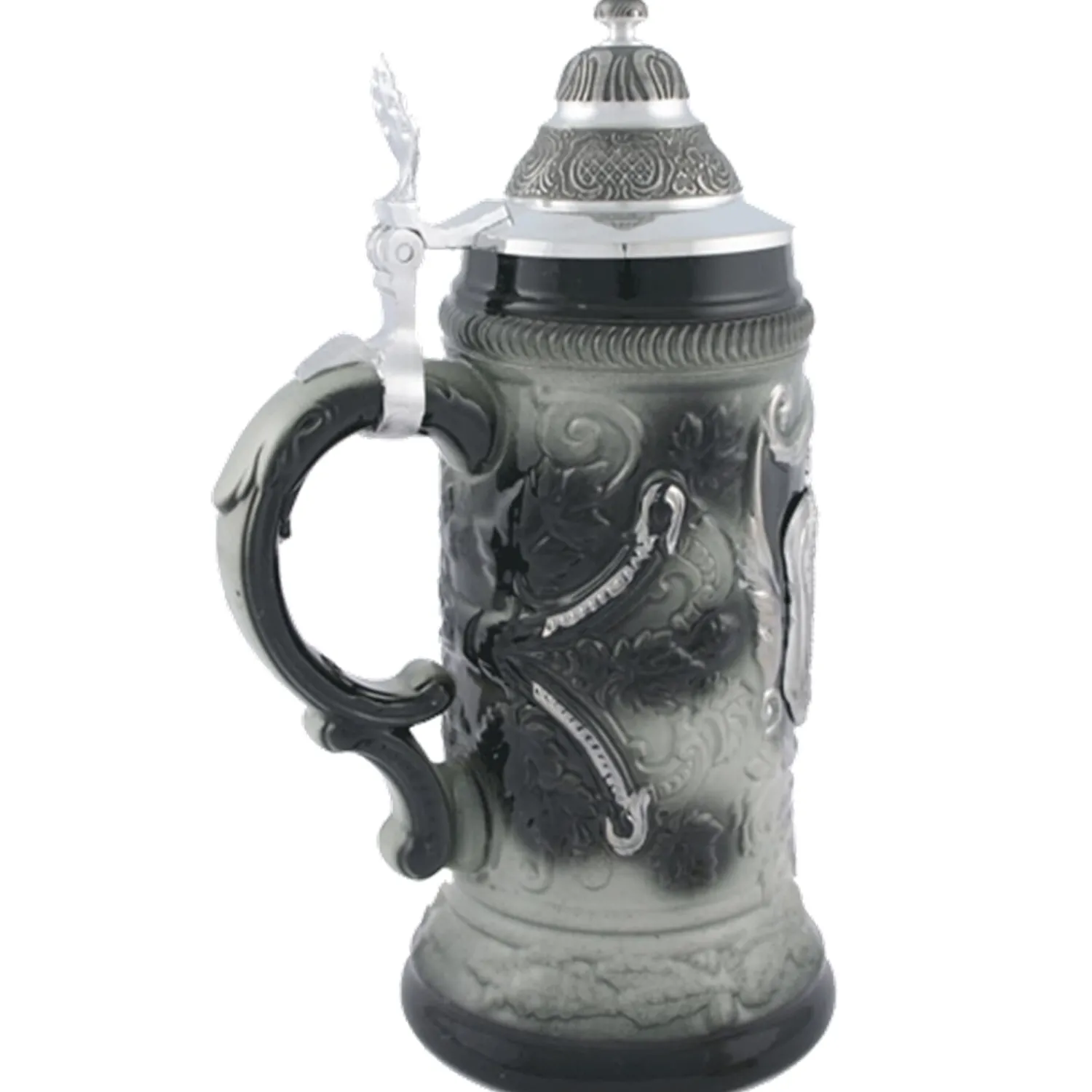 Käthe Wohlfahrt Bierkruge<Bierkrug Mit Zinndeckel "Stadtbild Rothenburg", Grau, 0,5L