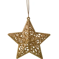 Käthe Wohlfahrt Baumschmuck Aus Kunststoff<3-D Stern Mit Glimmer, Gold