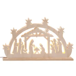 RATAGS Holzdesign Schwibbögen<DoppelSchwibbögen "Heilige Nacht", 230V Mit Usb A-Anschluss