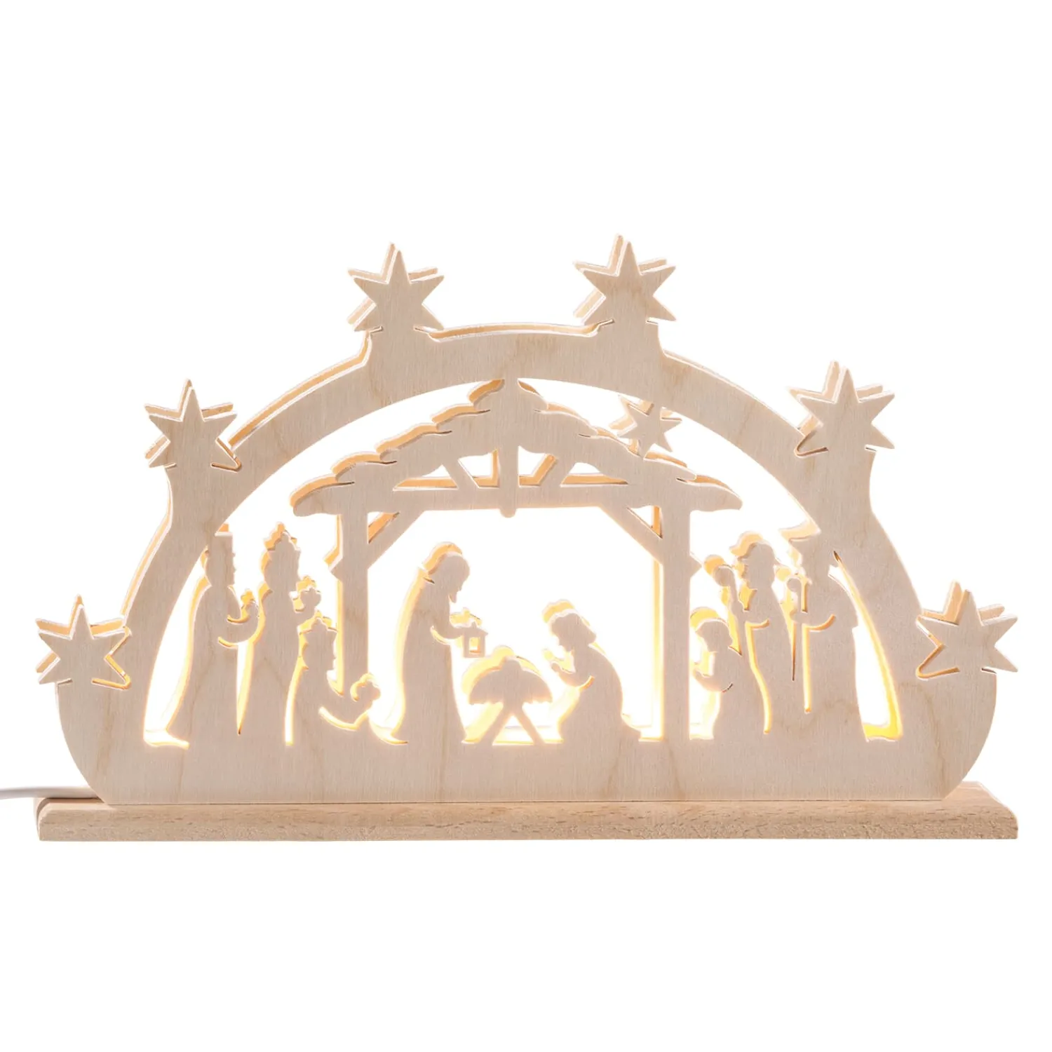 RATAGS Holzdesign Schwibbögen<DoppelSchwibbögen "Heilige Nacht", 230V Mit Usb A-Anschluss