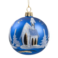 Käthe Wohlfahrt Baumkugeln Und Set-Angebote<Glaskugel Blau Matt Kirche, 8 Cm