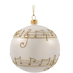 Käthe Wohlfahrt Baumkugeln Und Set-Angebote<Glaskugel Cremefarben Mit Notenband, 8 Cm