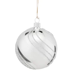 Käthe Wohlfahrt Baumkugeln Und Set-Angebote<Glaskugel Silber Mit Glitzerdekor, 8 Cm