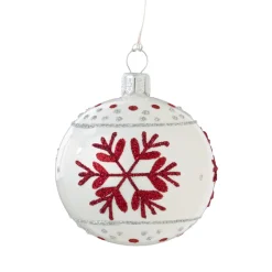 Käthe Wohlfahrt Baumkugeln Und Set-Angebote<Glaskugel Weis Mit Roten Flocken, 6 Cm