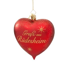 Poesie in Glas Deutschland Motive<Herz "Grus Aus Rudesheim"