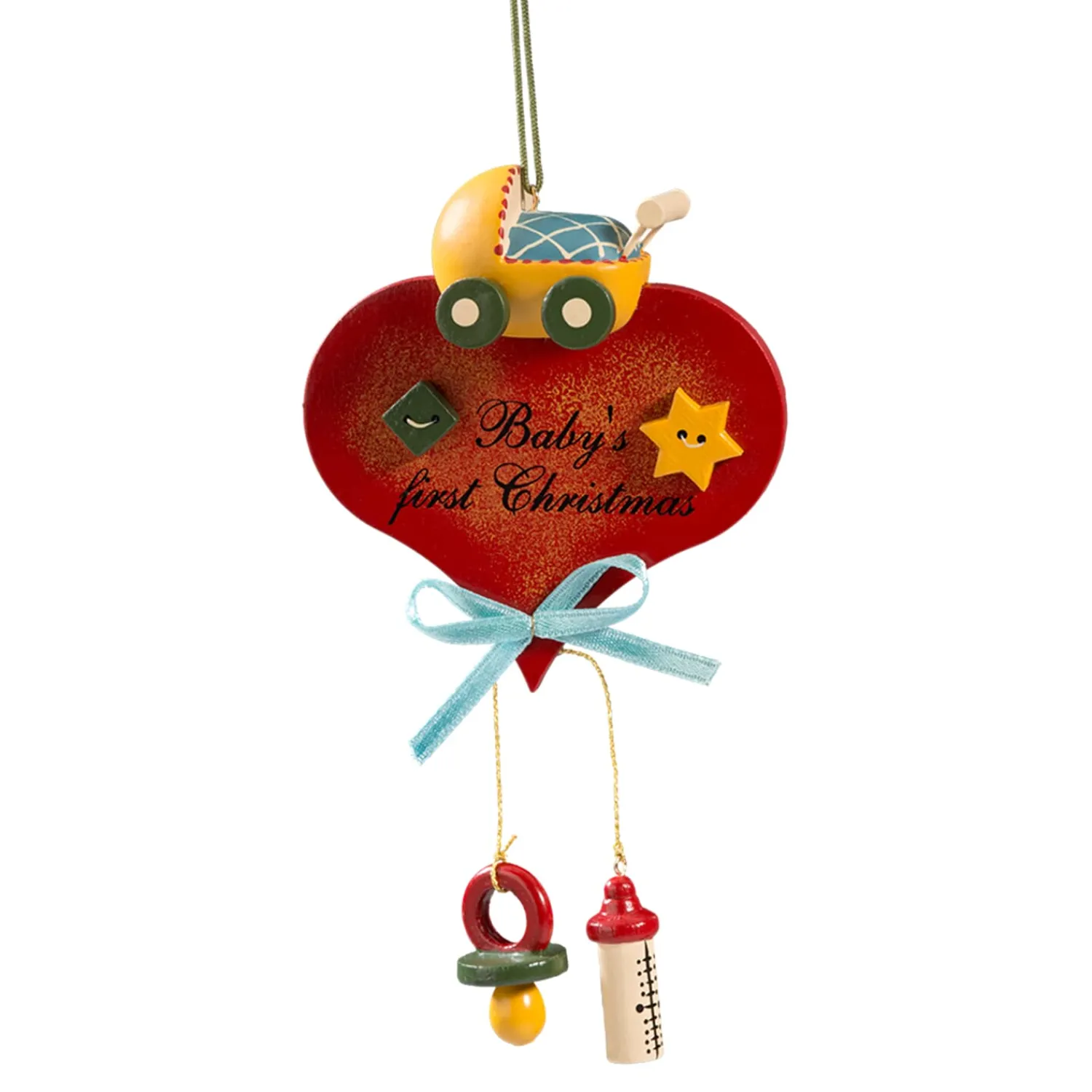 Käthes Original Baumschmuck Aus Holz<Herz Mit Kinderwagen (Baby'S First Christmas)