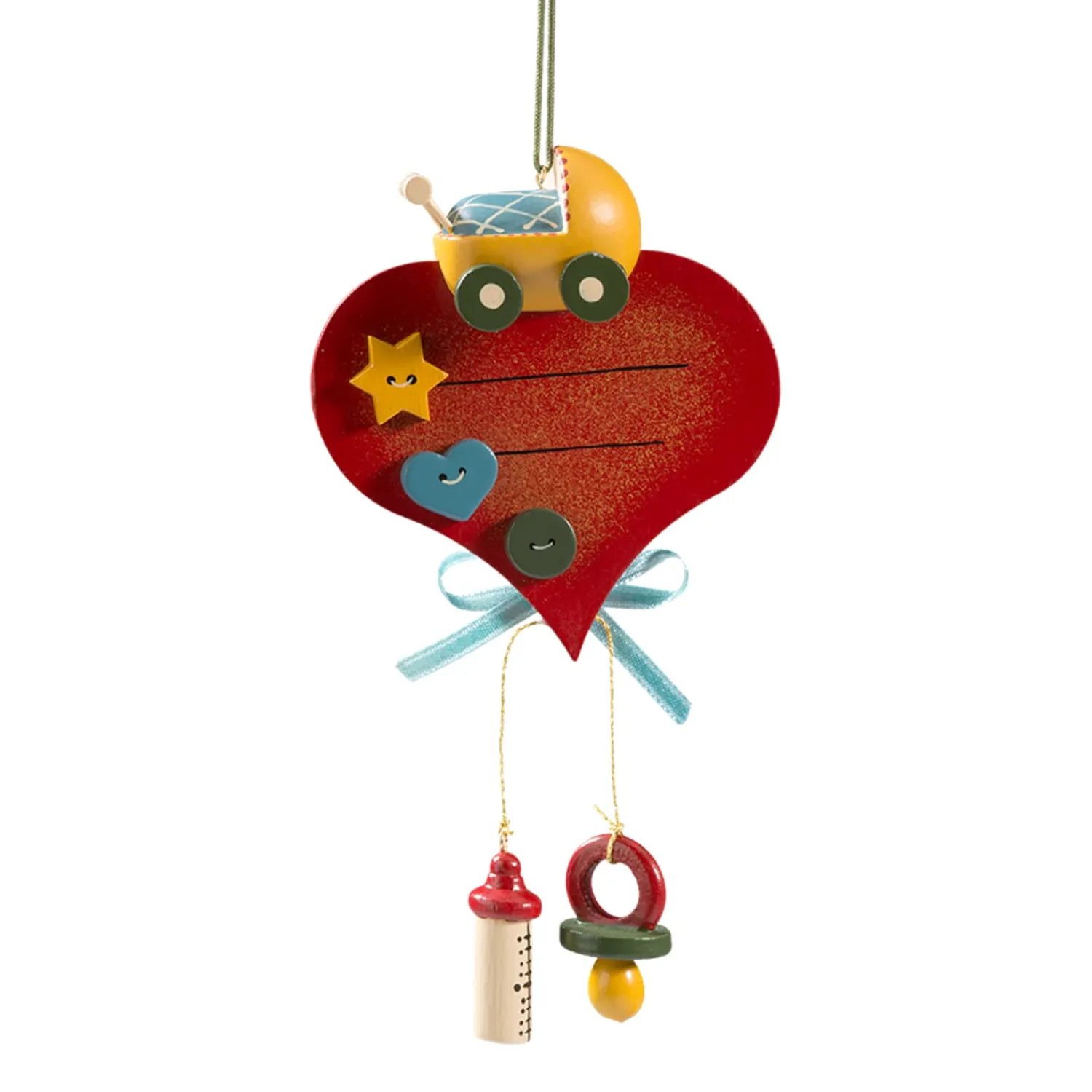 Käthes Original Baumschmuck Aus Holz<Herz Mit Kinderwagen (Baby'S First Christmas)