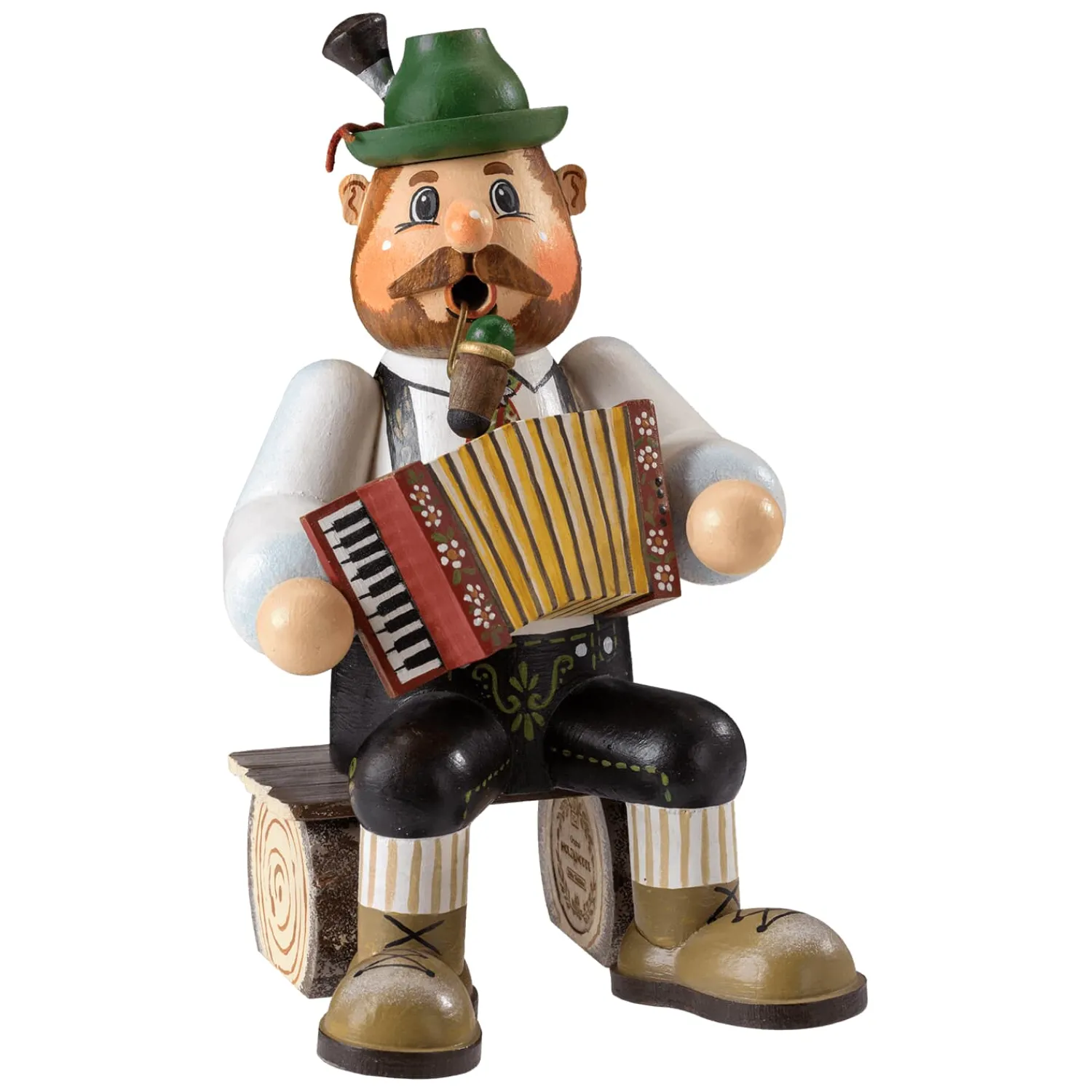 Käthes Original Bayern Motive<Holzknoddl "Bayerischer Musiker", Rauchermannchen