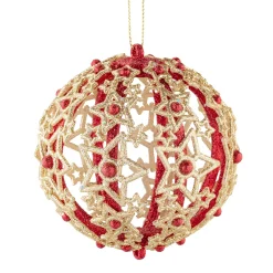 Käthe Wohlfahrt Baumschmuck Aus Kunststoff<Kugel Mit Filigranen Sternen, Rot, 8Cm