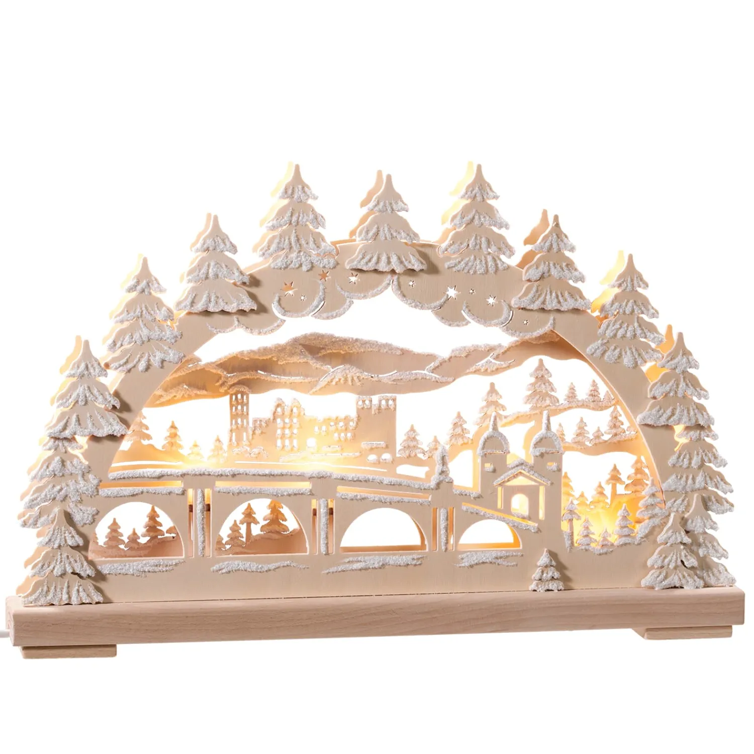 RATAGS Holzdesign Schwibbögen<Schwibbögen "Heidelberg Im Winter", 230 V Mit Usb A-Anschluss