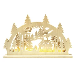 RATAGS Holzdesign Schwibbögen<Schwibbögen "Kleines Waldhauschen", 230V Mit Usb A-Anschluss