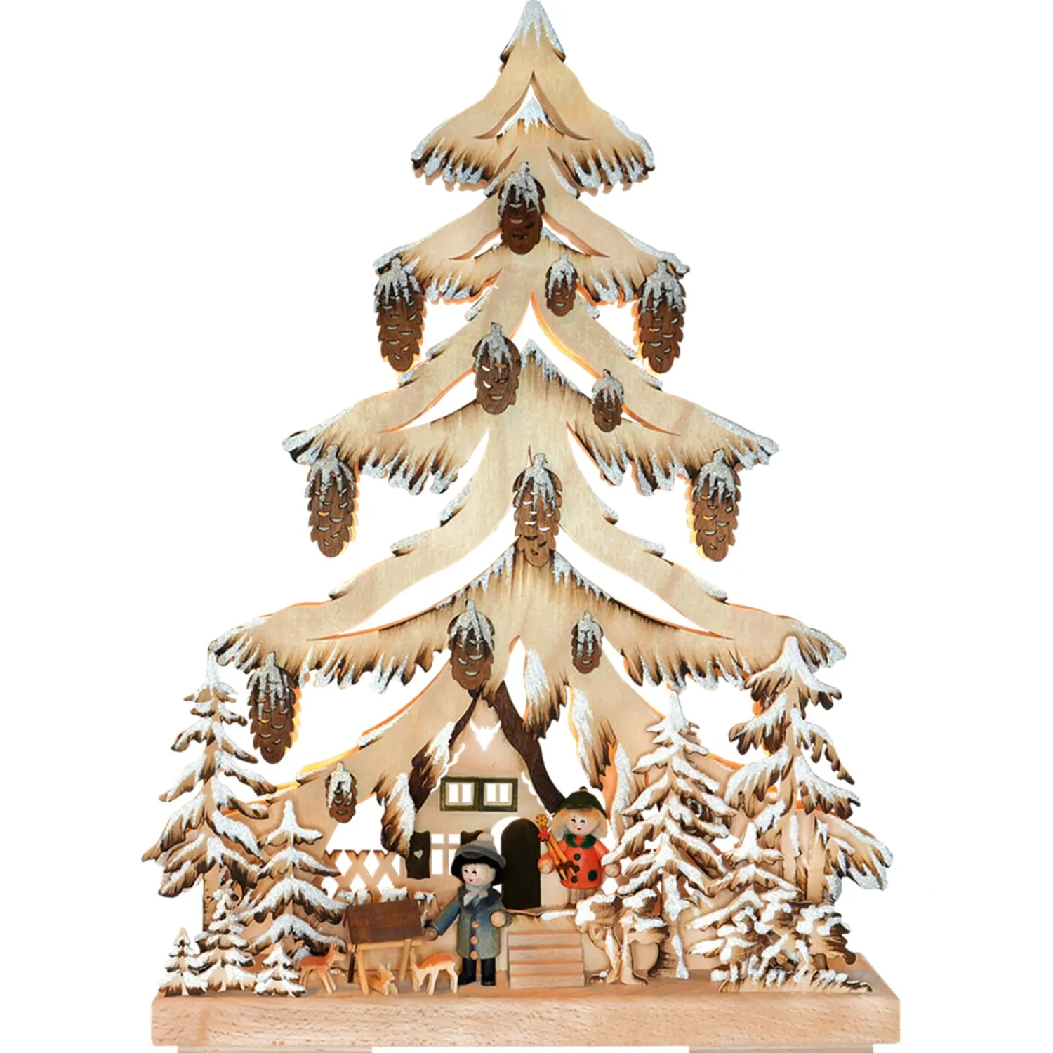RATAGS Holzdesign Schwibbögen<Schwibbögen "Tanne Waldhaus", 230V Mit Usb A-Anschluss