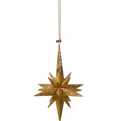 Käthe Wohlfahrt Baumschmuck Aus Kunststoff<Stern Mit Glimmer, Gold, 10,5Cm