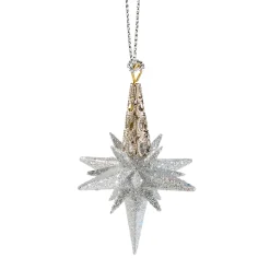 Käthe Wohlfahrt Baumschmuck Aus Kunststoff<Stern Mit Glimmer, Silber, 6 Cm
