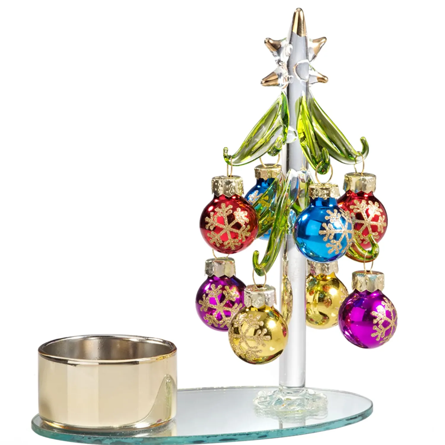 Käthe Wohlfahrt Kerzen & Teelichthalter<Teelichthalter Glasbaum Mit Bunten Kugeln, Gold