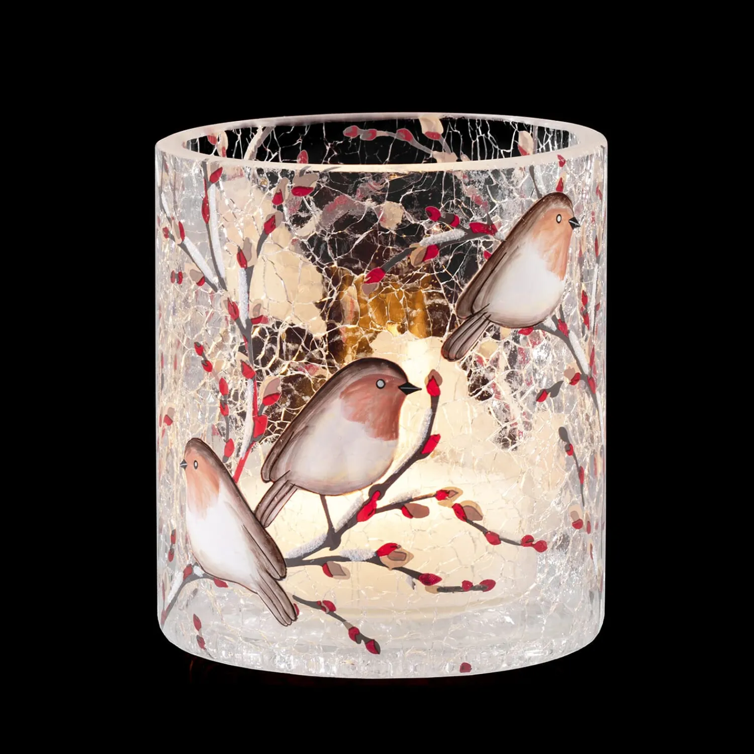 Käthe Wohlfahrt Kerzen & Teelichthalter<Windlicht "Rotkehlchenfamilie", 10 Cm
