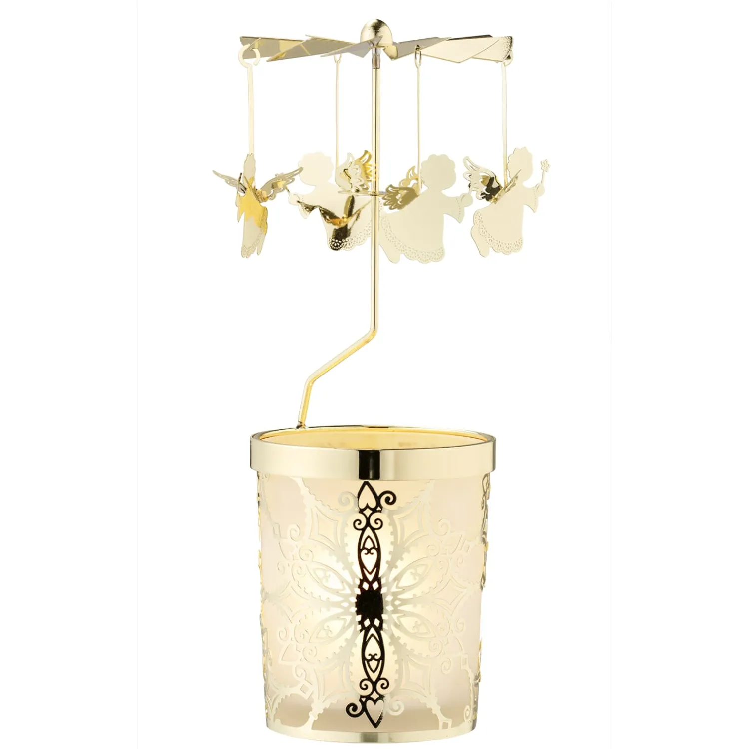 Käthe Wohlfahrt Kerzen & Teelichthalter<Windlicht-Karussell "Engelchen", Gold