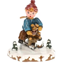 Hubrig Volkskunst Hubrig Miniaturen<Winterkinder Schlittenfahrer