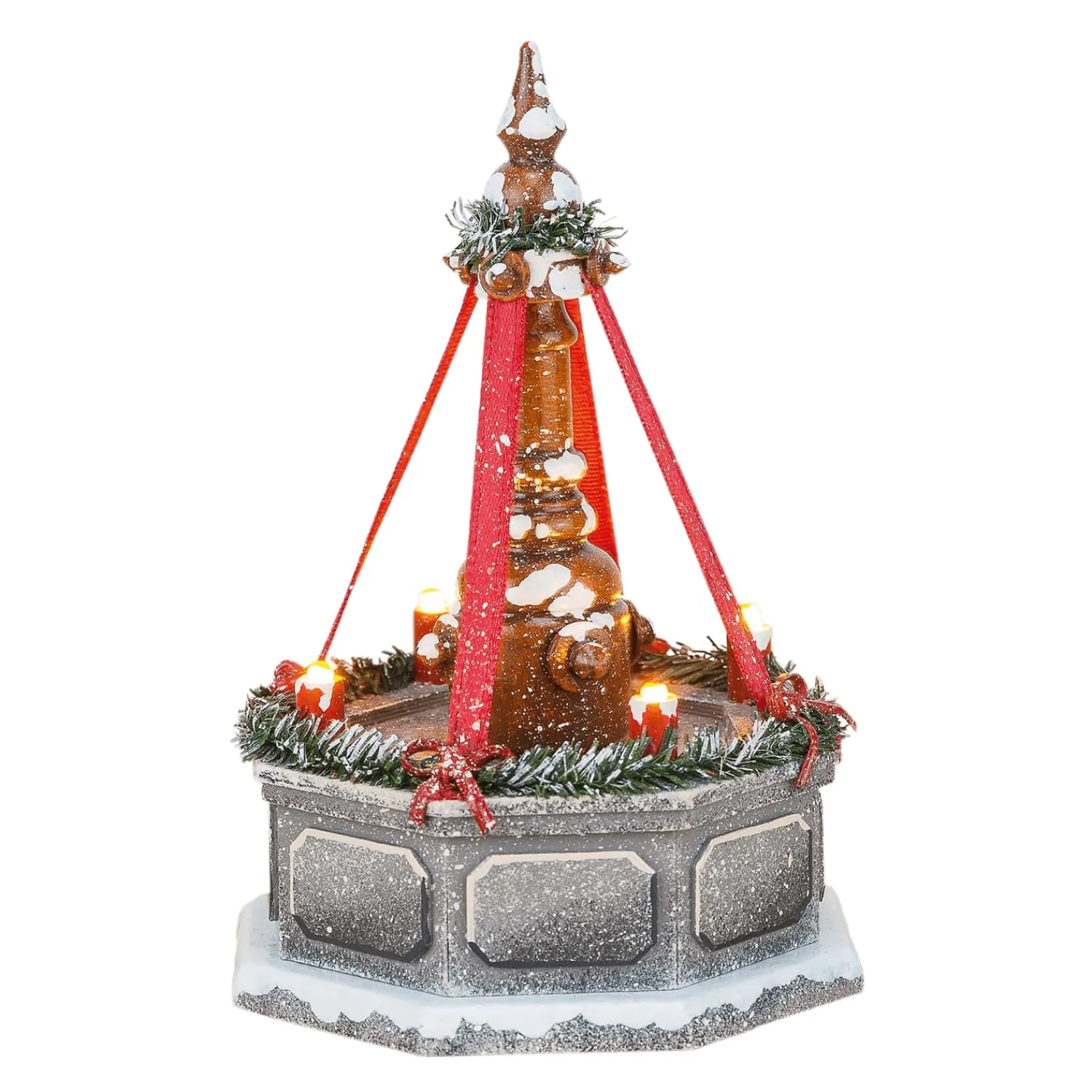 Hubrig Volkskunst Hubrig Miniaturen<Winterkinder Stadtbrunnen, Elektrisch Beleuchtet